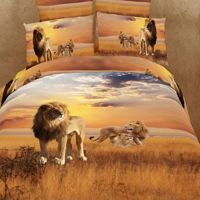 Lion Brown and Yllow Wild Animal Themed Lion King Print Full Size Kids