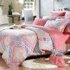 Light Blue Pink and Coral Red Indian Tribal Print Full, Queen Size Girls Bedroom Bedding Sets