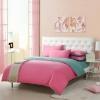 Pink and Dark Persian Green Solid Pure Colored Simply Chic Full, Queen Size Girls Bedroom Bedding Sets
