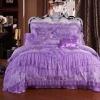 Girls Purple Victorian Rose Embroidery Sequin Pattern Ruffle and Lace Design Princess Themed Girls Full, Queen Size Bedding Sets