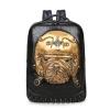 Punk Style Metallic Gold Black Leather Cool Boys School Campus Book Bag Embossed Dog Pattern Spikes Rivet Studded Travel Laptop Backpack