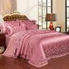 Fuchsia Purple Vintage Victorian Scroll Pattern Sequin Embroidered Design Luxury Jacquard Satin Full, Queen Size Bedding Sets