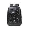 Black Patent Leather Embossed Crocodile Masculine Travel Backpack Punk Rock and Roll Style Skull Rivet Studded Cool Boys School Book Bag