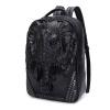 Unusual Black Patent Leather Embossed Elephant Cool Boys School Book Bag Punk Rock and Roll Style Rivet Studded Large Travel Backpack
