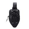 Black Leather Embossed Owl Women Small Crossbody Shoulder Chest Bag Punk Rock and Roll Style Rhinestone Casual Travel Sling Backpack