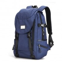 Oversized Solid Dusty Blue Oxford Masculine Men Large Flap Travel Laptop Backpack Durable Sewing Pattern Preppy School Campus Book Bag