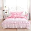 Hipster Blush Pink and White Unusual Waterfall Frilly Ruffle Sophisticated Elegant Girls Cotton Twin, Full, Queen Size Bedding Sets