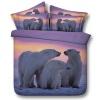White Grey and Purple Polar Bear Print Arctic Scene Animal Themed 3D Design Twin, Full, Queen, King Size Bedding Sets