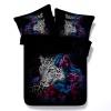 Hipster Black White Purple and Blue Leopard Print Jungle Animal Themed Shabby Chic Twin, Full, Queen, King Size Bedding Sets