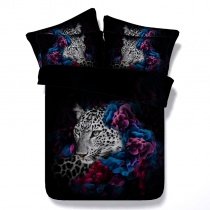 Hipster Black White Purple and Blue Leopard Print Jungle Animal Themed Shabby Chic Twin, Full, Queen, King Size Bedding Sets