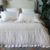 Luxury Champagne and White Romantic Wedding Themed Sophisticated Elegant Lace and Ruffle Full, Queen Size Bedding Sets