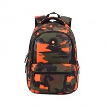 Orange Black Taupe and Army Green Nylon Pupil School Campus Book Bag Military Camouflage Print Kids Travel Hiking Backpack