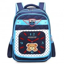 Navy Blue Quilted Oxford Boys Pupil Preppy School Book Bag Clock Monogrammed Bear Star Print Campus Flap Backpack