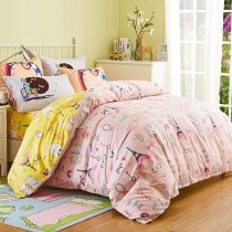 Lemon Yellow and Pink Eiffel Tower Print Girls Paris Lifestyle Full, Queen Size Bedding Sets