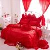 Trendy Red Girls Frilly Vintage Lace Design Noble Excellence Feminine Feel Twin, Full, Queen Size Bedding Sets