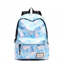 Personalized Polyester Junior Preppy Middle School Campus Book Bag Blue Pink Triangle Print Anti Theft Girls Casual Travel Backpack