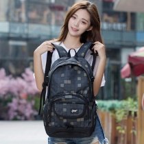 Vintage Oversized Black Oxford Senior Large Campus Book Bag Geometric Plaid Print Anti Theft Boys High School Backpack