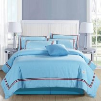 Sky Blue Solid Color Modern Chic Simply Full, Queen Size Bedding Sets