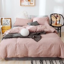 Dusty Pink Grid Print Soft Trendy Simply Twin, Full Size Bedding Sets