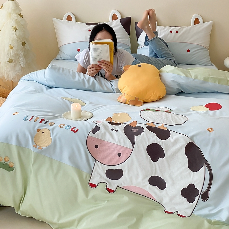 Funky Cow Cute Anime Style Twin, Full Size Bedding Sets