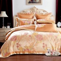 Luxury Shiny Flower Paisley Soft Jacquard Satin Full, Queen Size Bedding Sets