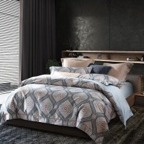 Brown and Teal Ogee Abstract Unique Style Luxury Full, Queen Size Bedding Sets