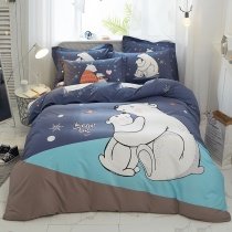 White Blue and Gray Polar Bear Print Animal Themed Full, Queen Size Bedding Sets for Kids Teen Boys Children