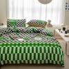 Black White and Green Checkered Unique Style Trendy Simply Twin, Full, Queen Size Bedding Sets