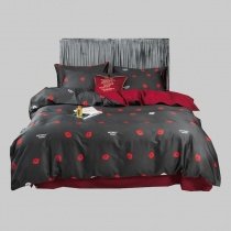 Black and Red Kissing Mark Luxury Sexy Modern Chic Full, Queen Size Bedding Sets