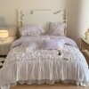 Purple Flower Ruffle Applique Full, Queen Size Bedding Sets