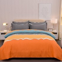 Orange and Gray Wave Stripe Soft Twin, Full, Queen Size Bedding Sets