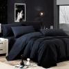 Luxury All Black Solid Pure Color Simply Shabby Chic Damask Full, Queen Size Bedding Sets