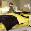 Luxury Black and Lemon Yellow Solid Pure Color Simply Shabby Chic Unique Adults Full, Queen Size Bedding Sets