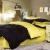 Luxury Black and Lemon Yellow Solid Pure Color Simply Shabby Chic Unique Adults Full, Queen Size Bedding Sets