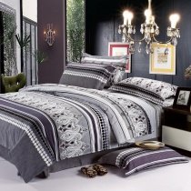 Black Grey and White Bohemian Chic Paisley Park and Polka Dots Print Full, Queen Size Boys Bedding Sets