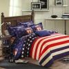 Navy Blue White and Red American Flag The Star and The Stripes Personalized Traditional Full, Queen Size 100% Brushed Cotton Bedding Sets