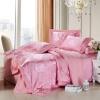 Solid Pink Pure Color Country Rose Print Girls Luxury Jacquard Design Damask Full, Queen Size Bedding Sets