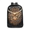Black Leather Embossed Metallic Gold Buffalo Boys School Book Bag Punk Rock and Roll Style Spikes Rivet Studded Large Travel Backpack