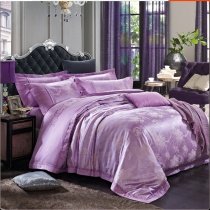 Amethyst Vintage Floral Pattern Sparkle Fabric Elegant Girls Jacquard Satin Fabric Full, Queen Size Bedding Sets