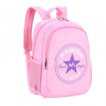 Pink White and Purple Polyester Elegant Girls School Backpack Simply Chic Hipster Monogrammed Star Circle Print Campus Book Bag