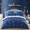 Navy Blue and White Galaxy Print Astronomy Scene Trendy 100% Cotton Twin, Full, Queen Size Bedding Sets for Kids, Boys