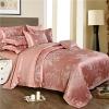 Fancy Rose Gold and Silver Victorian Gothic Pattern Bohemian Style Glitter Jacquard Satin Full, Queen Size Bedding Sets