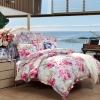 Light Blue Pink and Green French Paris Chic Flower and Eiffel Tower Print Full, Queen Size Bedding Sets