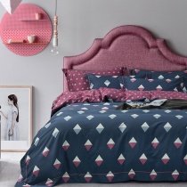 Burgundy Red White and Navy Blue Rhombus Plaid Print Geometric Pattern Simply Shabby Chic Adults Full, Queen Size Bedding Sets
