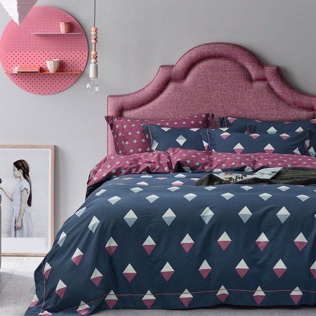 Burgundy Red White and Navy Blue Rhombus Plaid Print Geometric Pattern Simply Shabby Chic Adults Full, Queen Size Bedding Sets