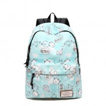 Cute Polyester Junior Preppy Middle School Campus Book Bag Turquoise White Khaki Kite Egg and Monogrammed Print Kids Travel Backpack