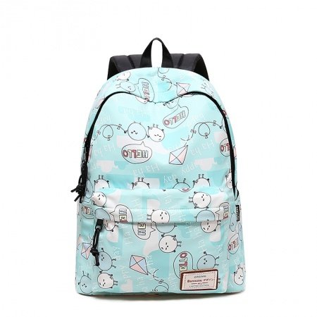 Cute Polyester Junior Preppy Middle School Campus Book Bag Turquoise White Khaki Kite Egg and Monogrammed Print Kids Travel Backpack