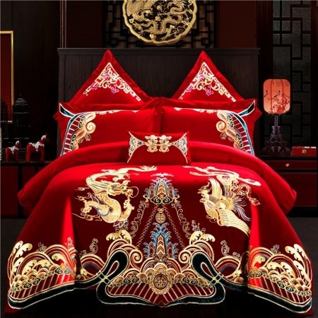Fancy Red and Gold Tribal Print Luxury Noble Excellence Egyptian Cotton Full, Queen Size Bedding Sets