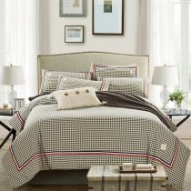 Masculine Gingham Plaid Vintage Shabby Chic Full, Queen Size Bedding Sets