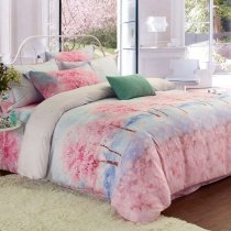 Elegant Girls Peach Blossom Pastel Romantic Full, Queen Size Bedding Sets